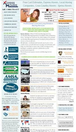 The old Xpress Movers website (version 2.0)