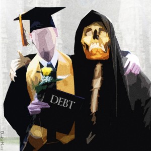 Find a responsible roommate to share your living space with, or you risk to become a servant to your student loan long after your graduation. Image source: DonkeyHotey